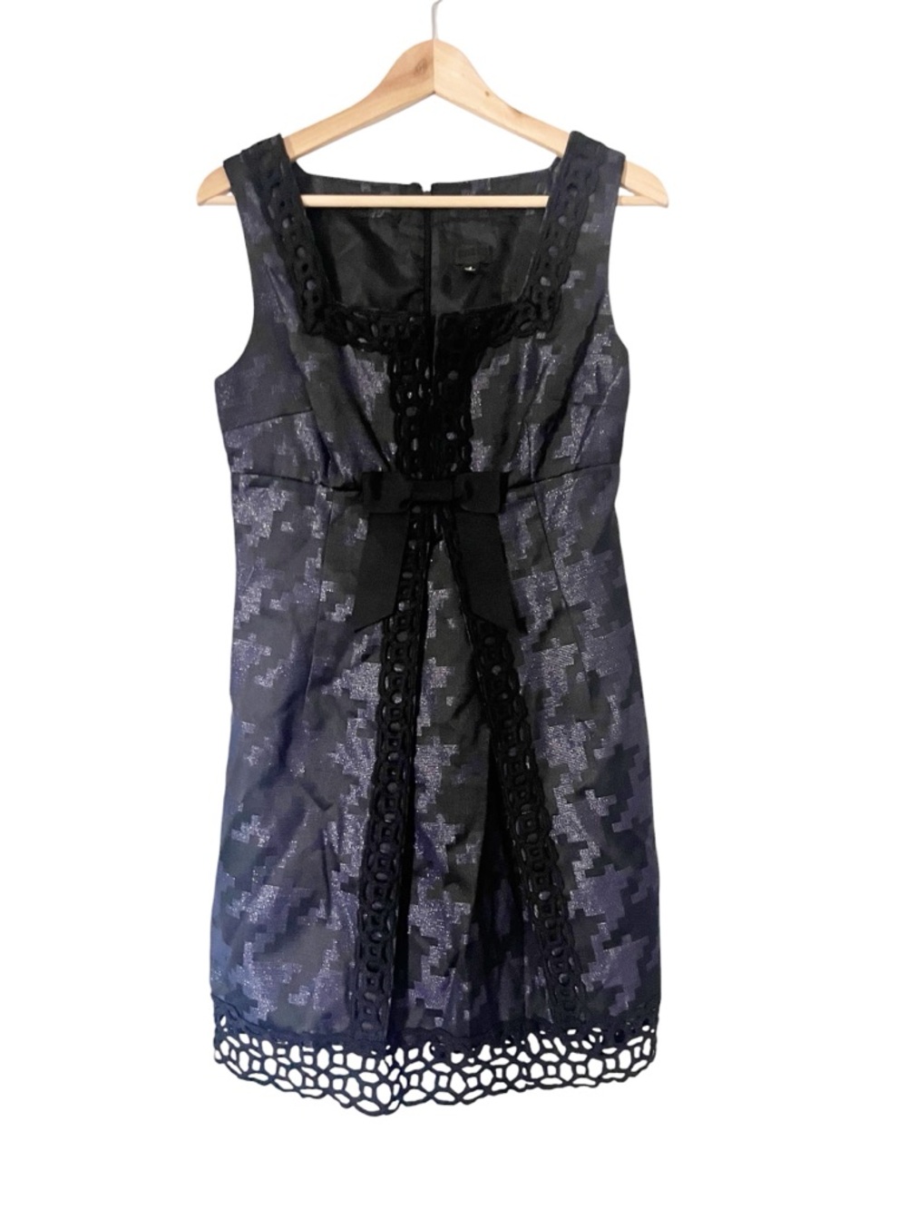 Anna Sui for Target Juniors Houndstooth Print Mini Dress Goth Lace Bow Size 9